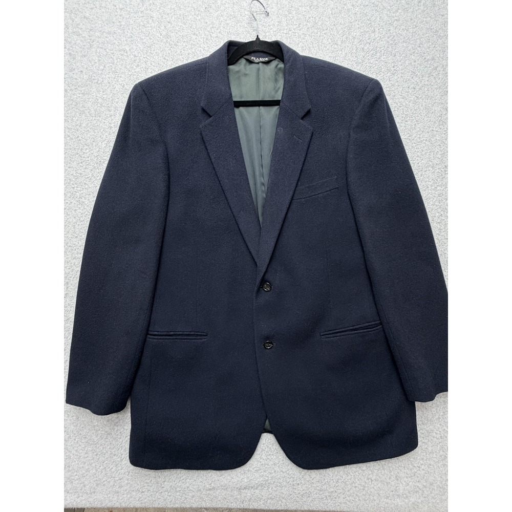 Jos A Bank Camelhair Sport Coat Mens 44 Long Navy Blue Blazer 2 Button Lined‎